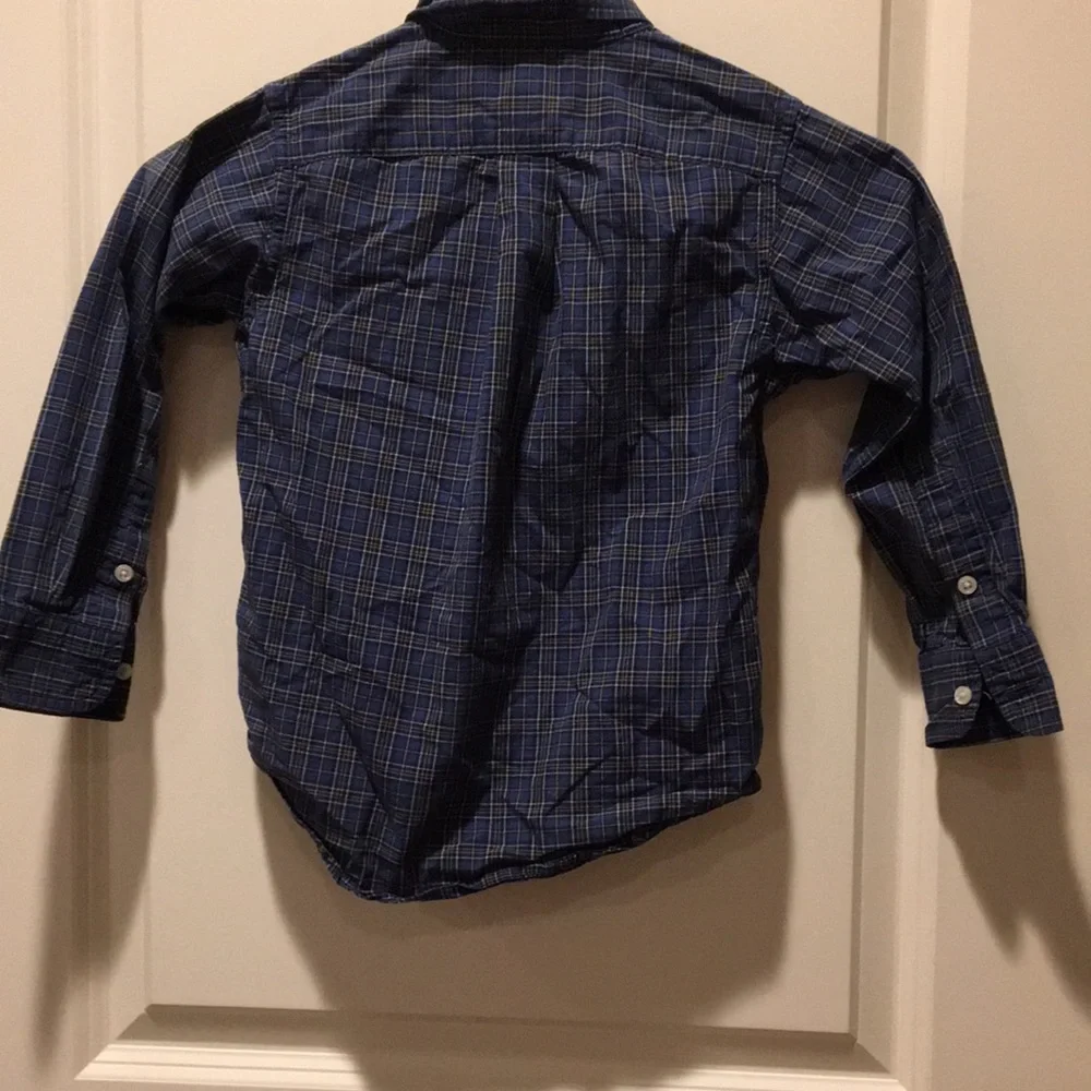 Ralph Lauren boys button down long sleeves plaid shirt size 4/4T blue yellow
